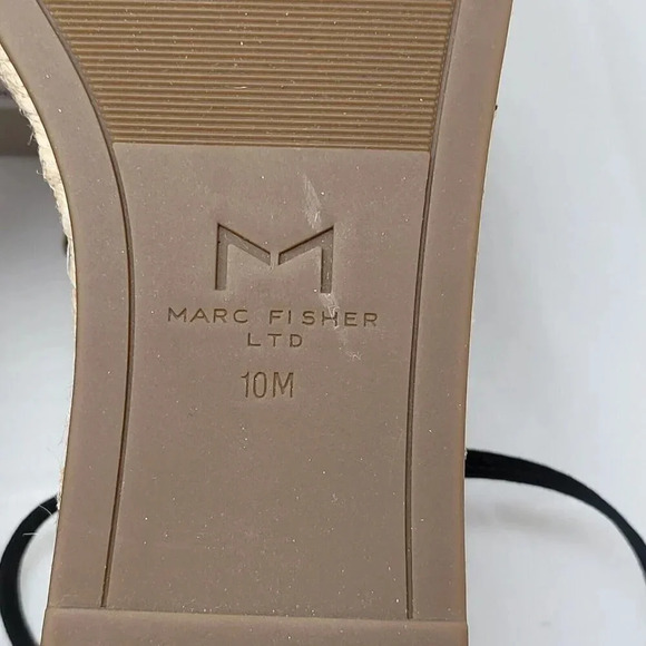 MARC FISHER BLACK SUEDE VERENA ESPADRILLE LACE UP PLATFORM SANDALS Size 10 M - Picture 10 of 10